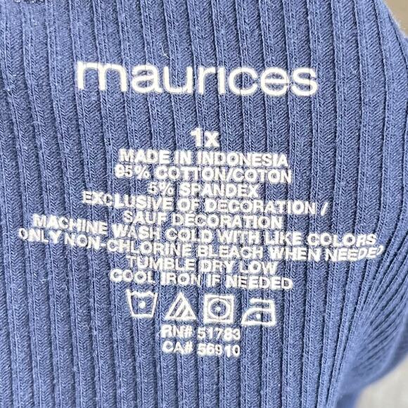 Women's Y2K‎ Lace Trim Ribbed Tank Camisole Top Maurices Plus Size 1X Navy Blue - Picture 7 of 7